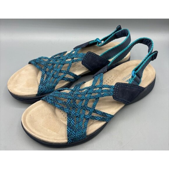 Clarks Collection Womens Sandals 9 Amanda Ease Blue Slingback Comfort - Picture 1 of 6